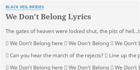 black veil brides we don't belong lyrics|we don't belong lyrics.